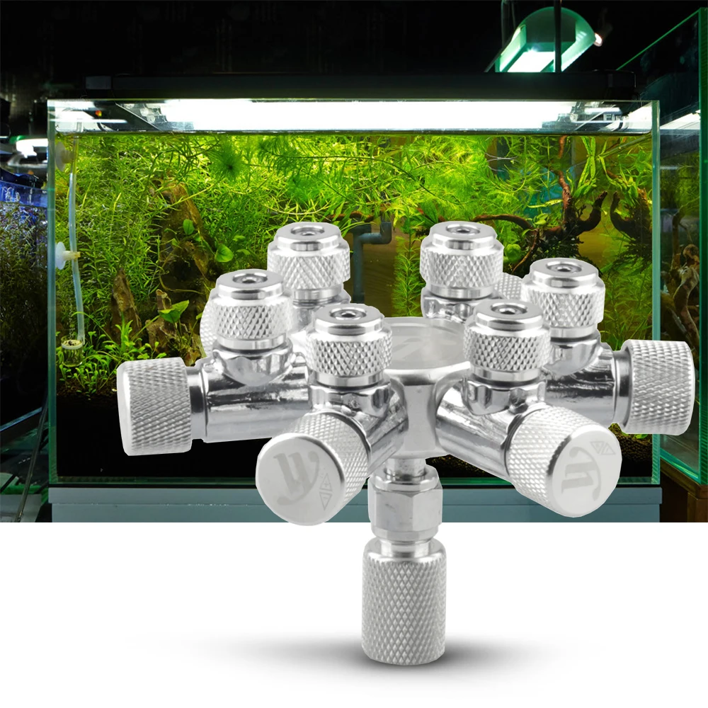 Aquarium Tank CO2 Splitter Regulator Distributor Needle Fine Adjusting Valve for CO2 Regulator with 2/3/46 Way Outlets
