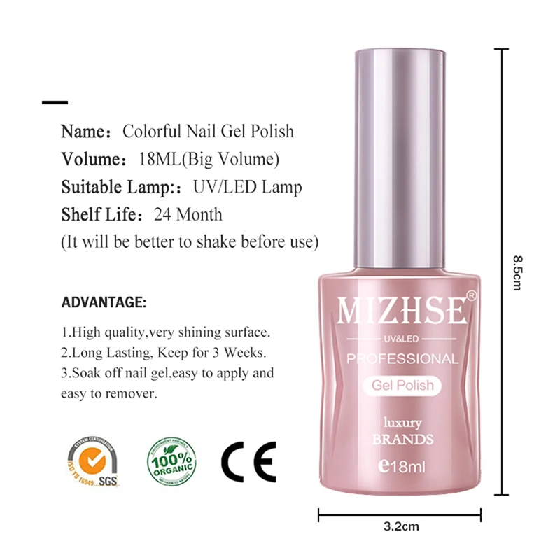 MIZHSE 18ml Base And Top Coat Long Lasting Gel Nail Polish Soak Off UV LED Lamp Gel Matte Top Coat Nail Art Manicure Gel Varnish 5