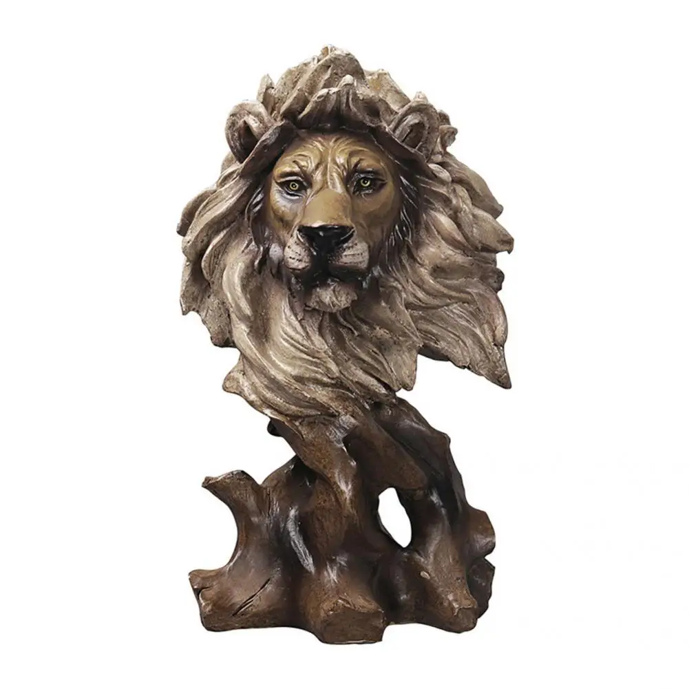 

Popular Cute Colorfast Lion Figurine Fine Workmanship Lion Wolf Animals Head Sculpture for Gift Animals Figure