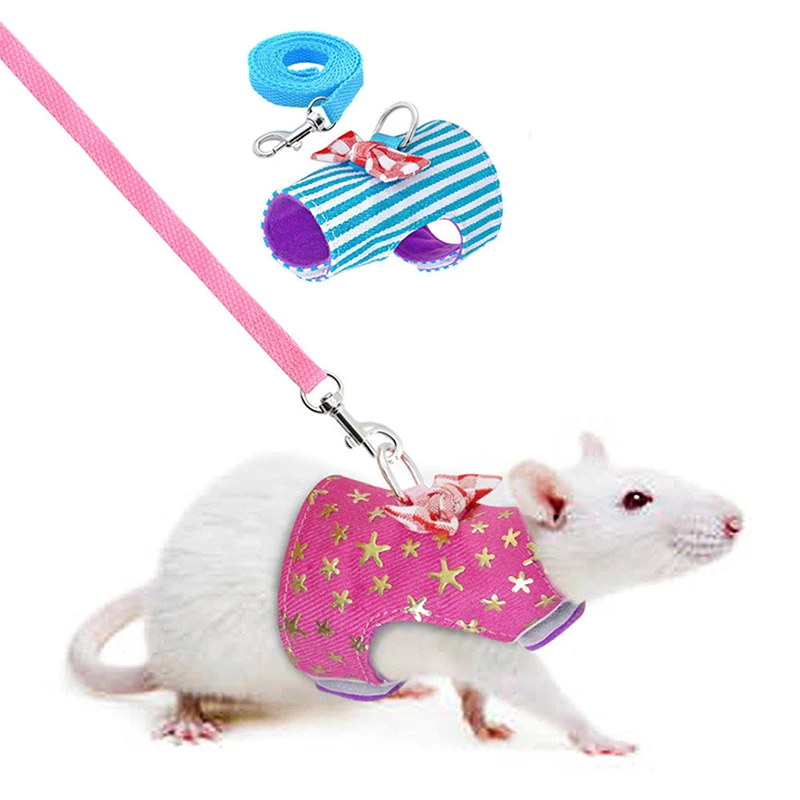 Small Pet Rabbit Harness Vest and Leash Set For Ferret Guinea Pig Bunny Hamster Puppy Bowknot Chest Strap Harness Pet Supplies dog harness pet harness rabbit harness and leash set rabbit harness set pet carrier set