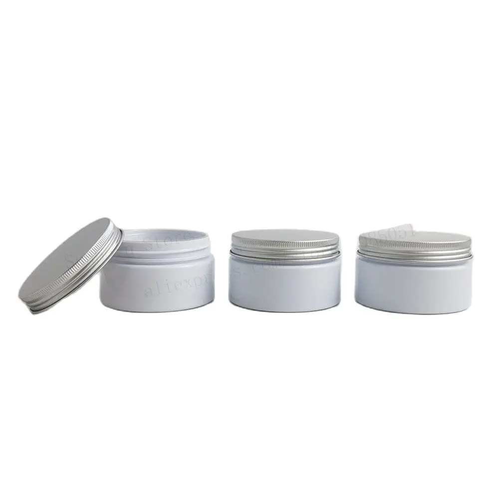 

20pcs/lot 100g Empty White Hand Facial Body Cream Cosmetic Plastic Jars with Aluminum Lids 100 ml Heavy Wall PET Container