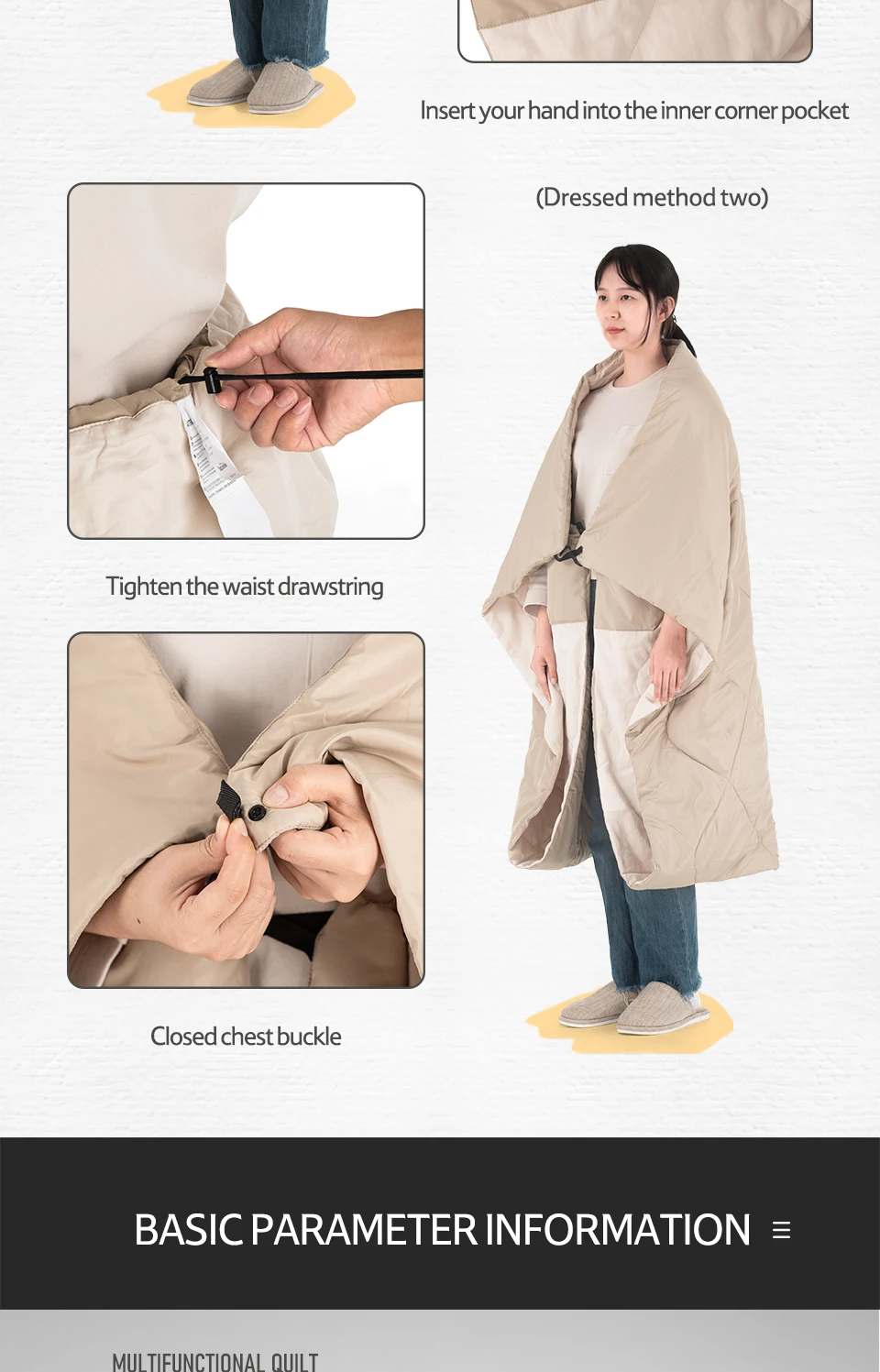 Description Picture 5 of itemNaturehike Outdoor Travel Cotton Quilt Wearable Portable Shawl Ultralight Soft Comfortable Keep Warm Tent Blanket Camping