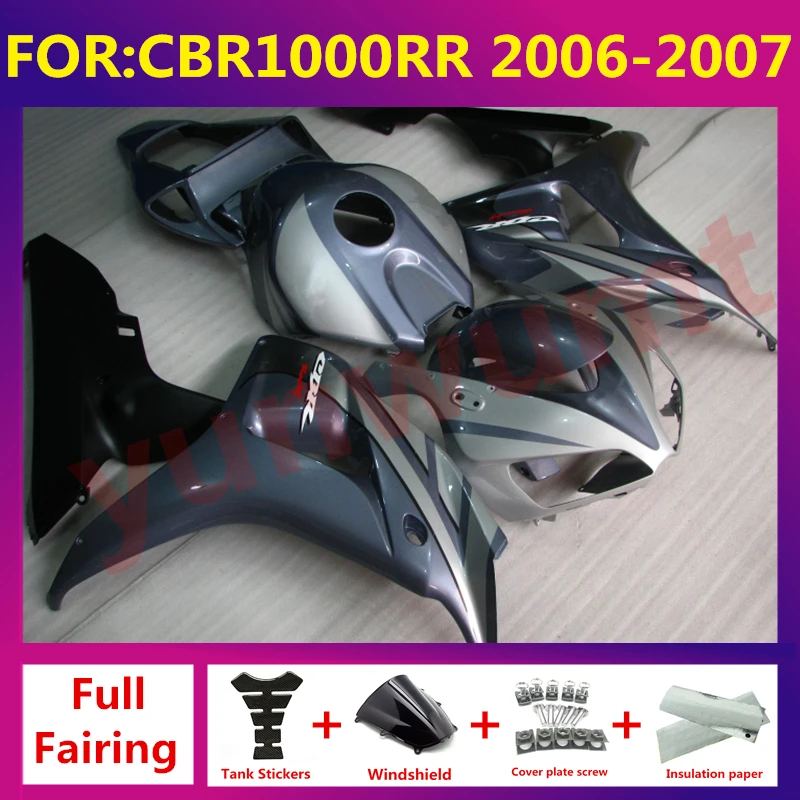 

For CBR1000RR CBR 1000RR CBR1000 RR 2006 2007 Motorcycle Injection full Fairing Kit fit Bodywork fairings zxmt set grey silver