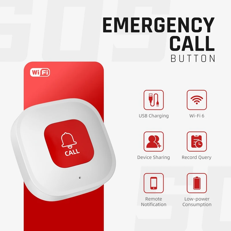 2 Set Tuya Wifi Smart SOS Call Button Phone Alert Transmitter Emergency Call Button