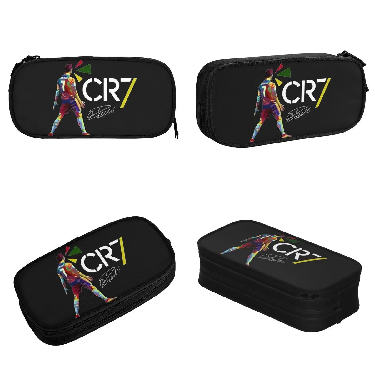 Pencil Cases Fashion Football Ronaldo Signature Pencil Case Classic Pen Bag for Student Large Storage Students School Cosmetic Pencilcases