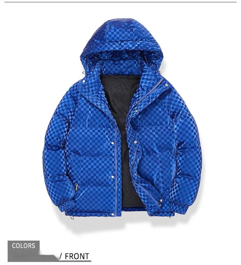 Unisex puffer jacka med luva glansig vinterjacka för herr och dam_voghion.com