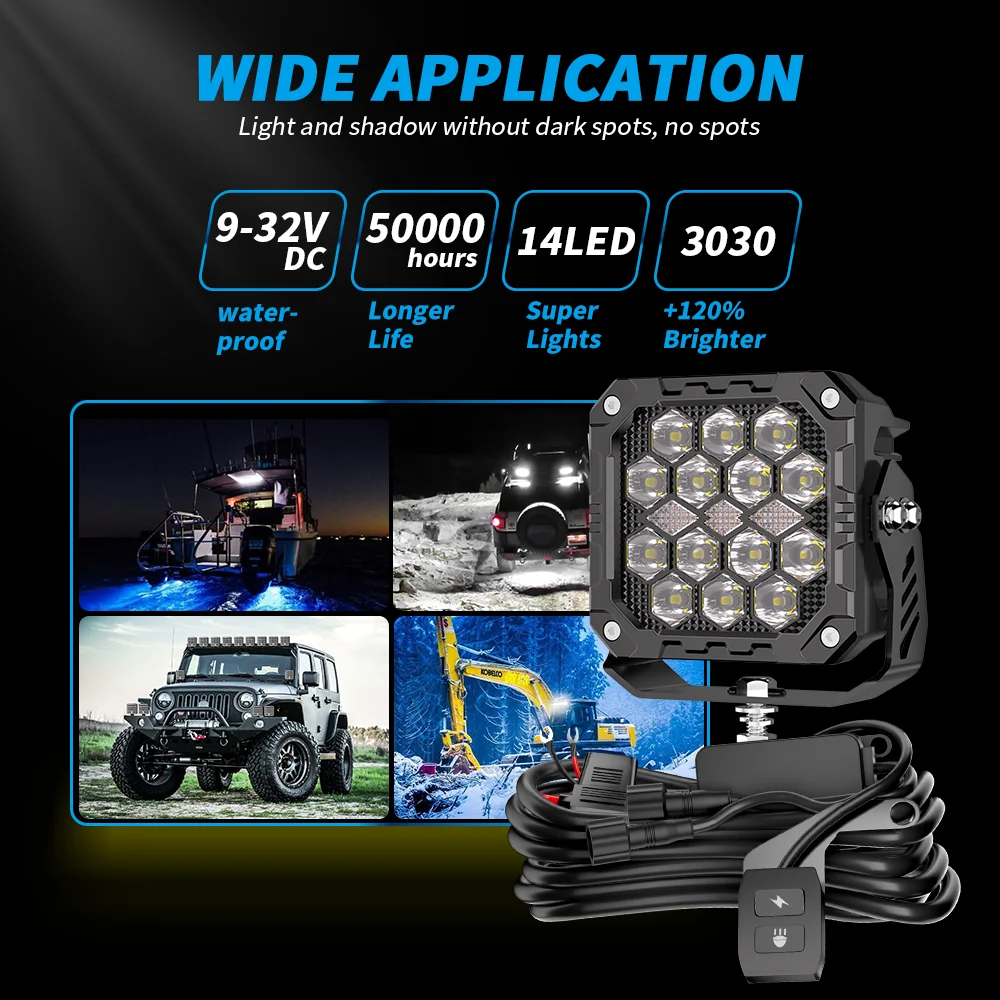 4Inch Auxiliary Auto Fog Light Work Fog Light Long Range Led Light Bar for Moto