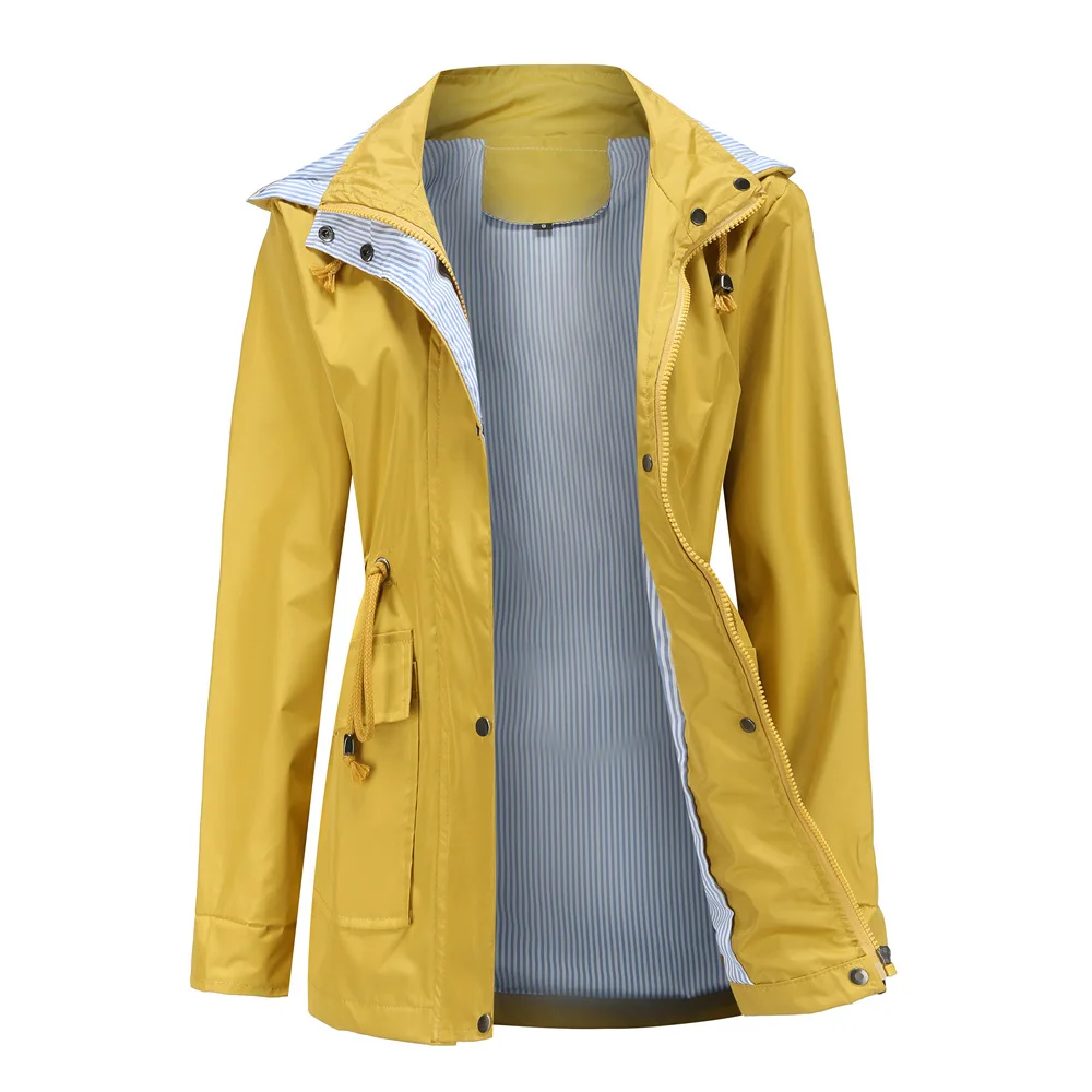 Spring Autumn Trench Coat For Women 2023 Casual Long Sleeve Hooded Medium Long Female Overcoat Plus Size Windbreaker Black Coats