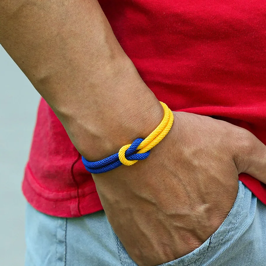 Color Blocking Ukraine Flag Bracelet Unisex Casual