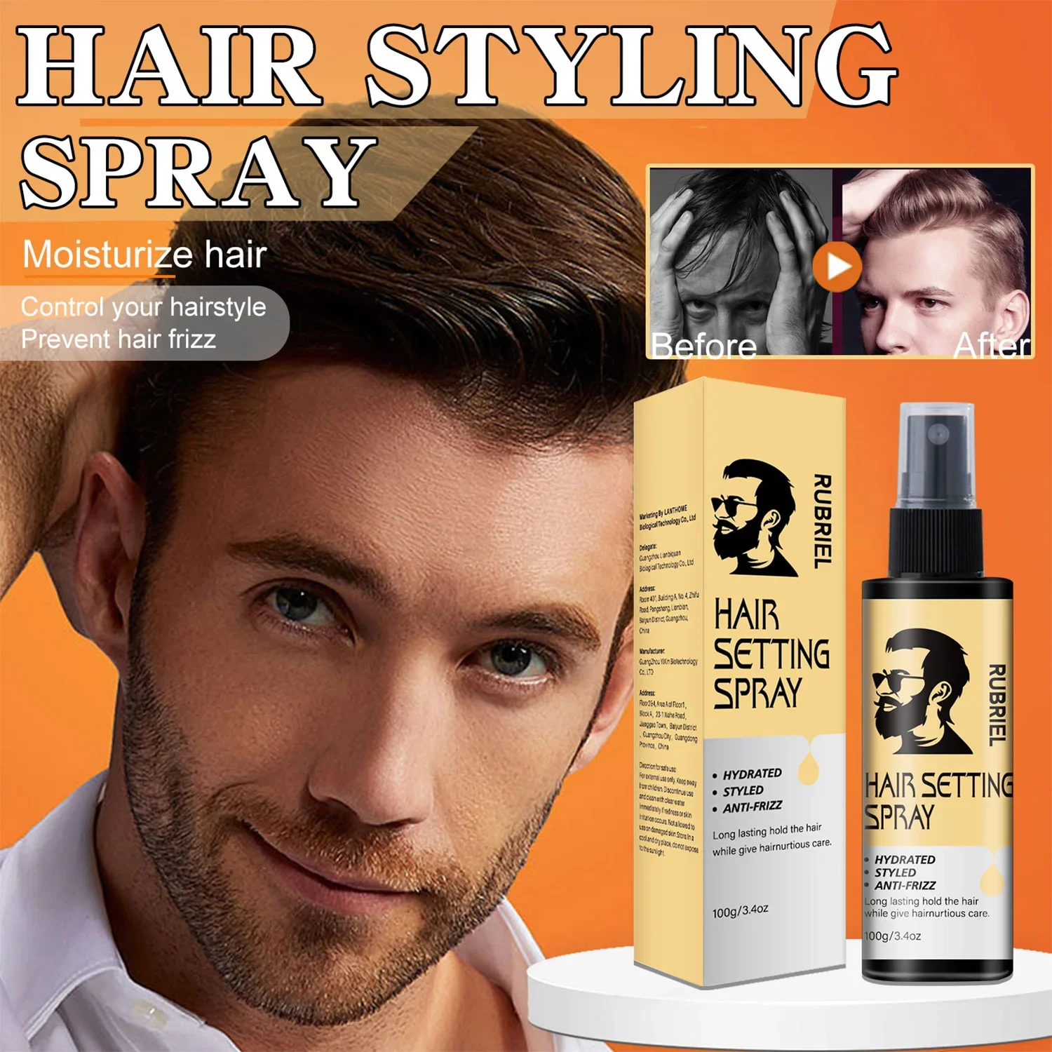 

100ml Hair Fixing Spray for Water-based Hair Styling Spray for All Hair Types with Long-lasting Hold and Flexible Styling