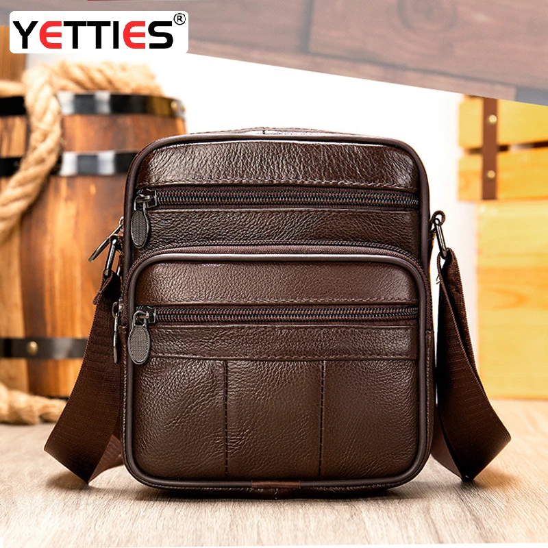 

Men's New Genuine Leather Crossbody Bag Vertical Trendy Multifunctional Shoulder Bag Briefcase Casual Travel Messenger Bag