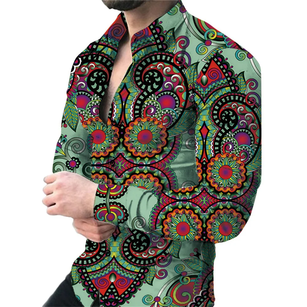 thumbnail image 1 of Camisa de hombre Retro Street 2024 Primavera/Verano Otoño/Invierno Moda Camisa de hombre con estampado 3D Camisa de manga larga con botones, 1 of 4