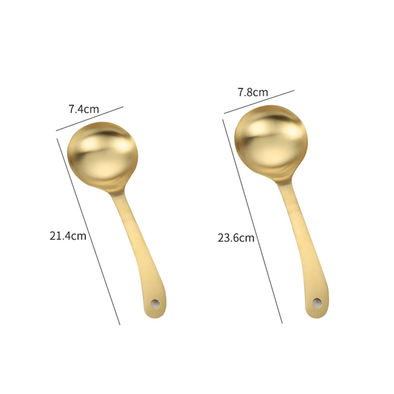Silicone Rice Spoon Stainless Steel Rice Soup Spoon Long Handle Stirring Dessert Spoons Golden Mirror Polished Tableware