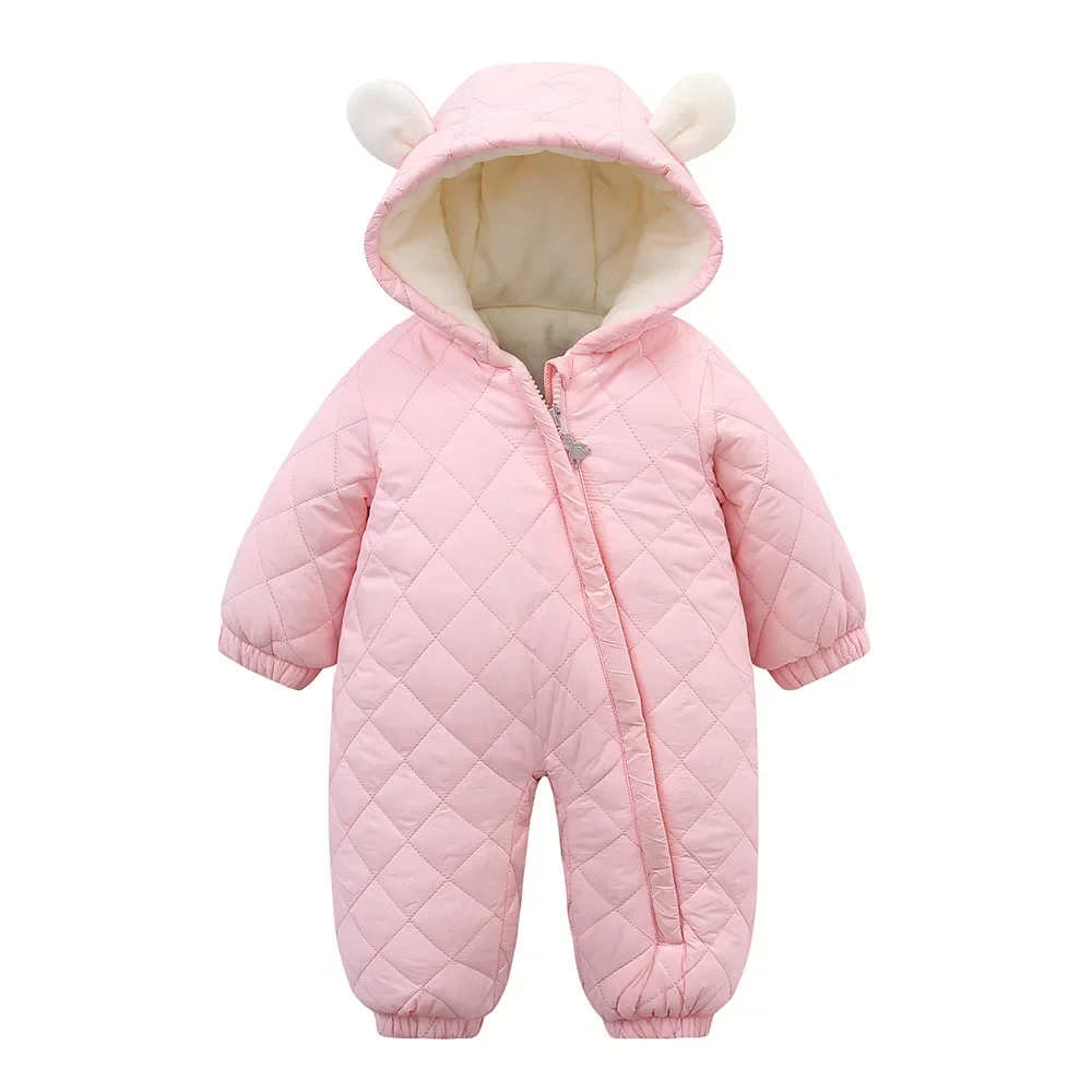 Winter Jumpsuit For Kids Plus Velvet Warm Hooded Newborn Baby Romper 0-2 Years Infant Girl Winter Overalls Baby Outfits