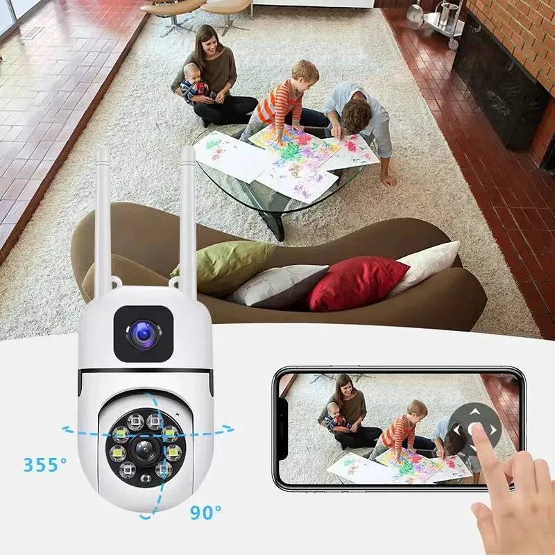 WiFi IP Camera Security Protection Dual Lens Dual Screen Wireless Indoor Monitor Auto Track PTZ CCTV Video Surveillance V380 Pro 3