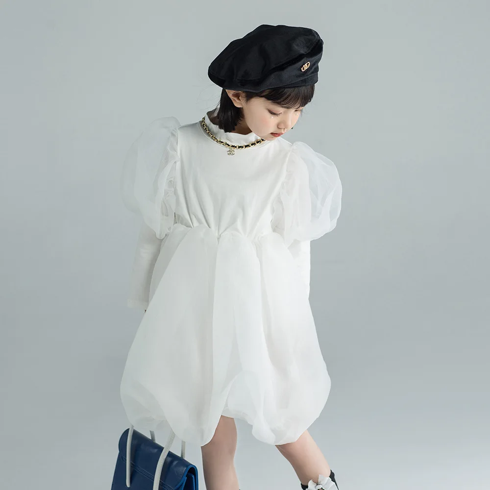 

Girls Dress Long-sleeved Spring Autumn Children's DressPrincess Dress New Korean Style Bubble Sleeve Dress