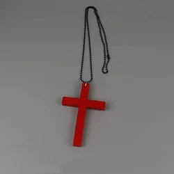 Punk Gothic Black Cross Pendant Necklace - Trendy Y2K Hip Hop Sweater Chain Gift (Red)