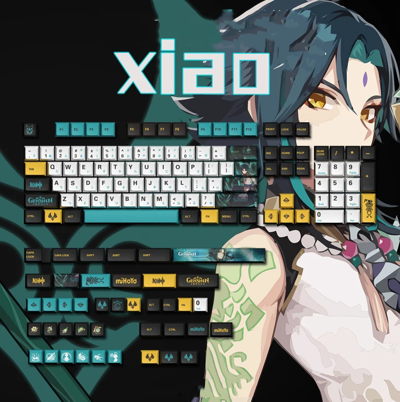 

140 колпачки на клавиши Genshin Impact Xiaomi, PBT, окрашенные с обратной стороны клавиши XDA, профиль для клавиш XDA 65% 75% GH60 GK64 Ciy68 FL980