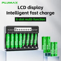 PUJIMAX Rechargeable Li-ion Battery 1.5V AA 4255mWh AAA 1100mWh+Charger for Clock Radio Video Game Digital Camera AA AAA Battery 5