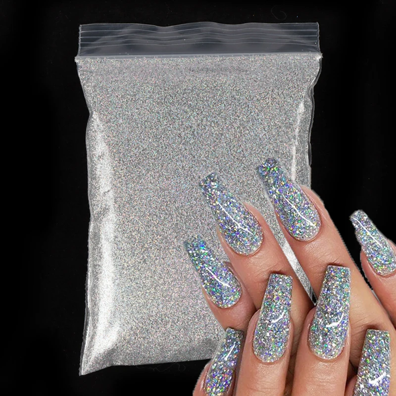 Nail glitter 50g Holographic Nail Glitter Powder Sparkly Laser Gold Silver Mixed Hexagon Shape Chunky Sequins Dust DIY Nail Art Decoration