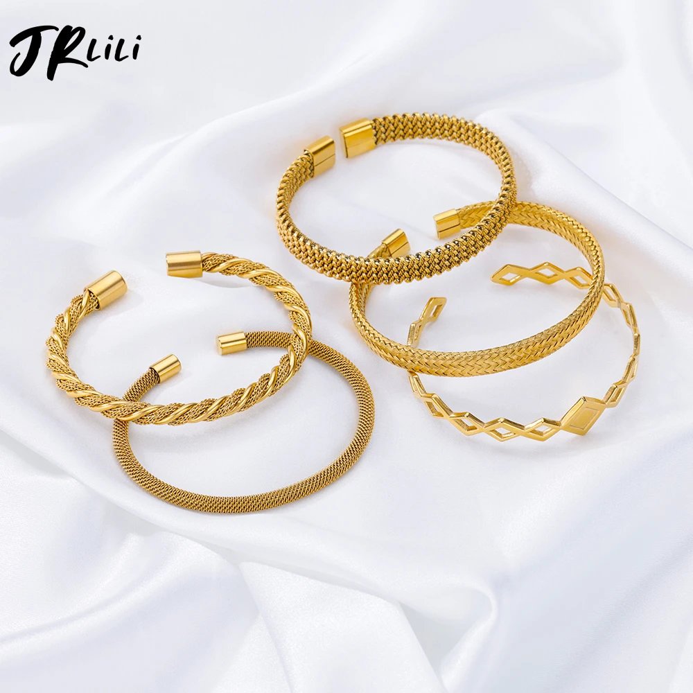 Bangle Bracelet Stainless Steel Bracelet Stainless Steel Bangle Bracelets for Women Men Gold Color Luxury Bracelet Femme New Trend Jewelry pulseras mujer bijoux
