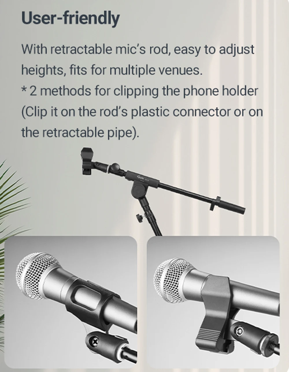 Guitto Series GMS-04 Microphone Floor Stand with Phone/Tablet Holder Adjustable