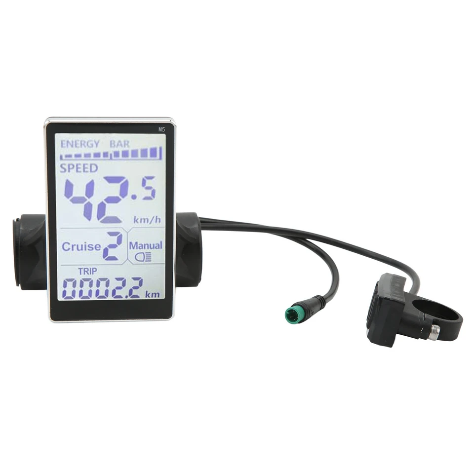 CYSFETENA Display LCD Per Bici Elettrica – 5 Pin, Compatibile 24V/36V/48V/60V, Con Retroilluminazione E Più Funzioni