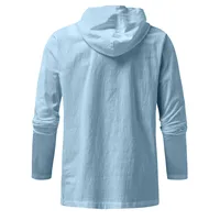 Men's Long Sleeve Tee Shirt Hooded Cotton Linen Shirt Loose Tops Men Shirts Husband Beach Style New Arrival Handsome Shirts - Image 5