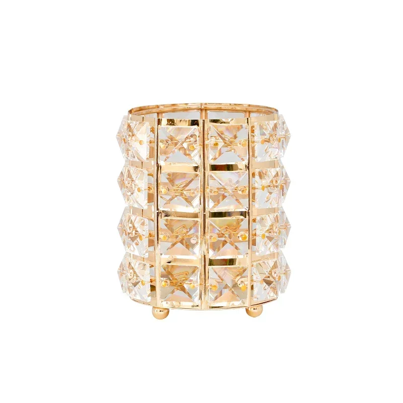 Europe Metal Makeup Brush Storage Holder Test Tube Eyebrow Pencil Organizer Bead Crystal  Jar Jewelry Diamond Cosmetic Box lw037 5