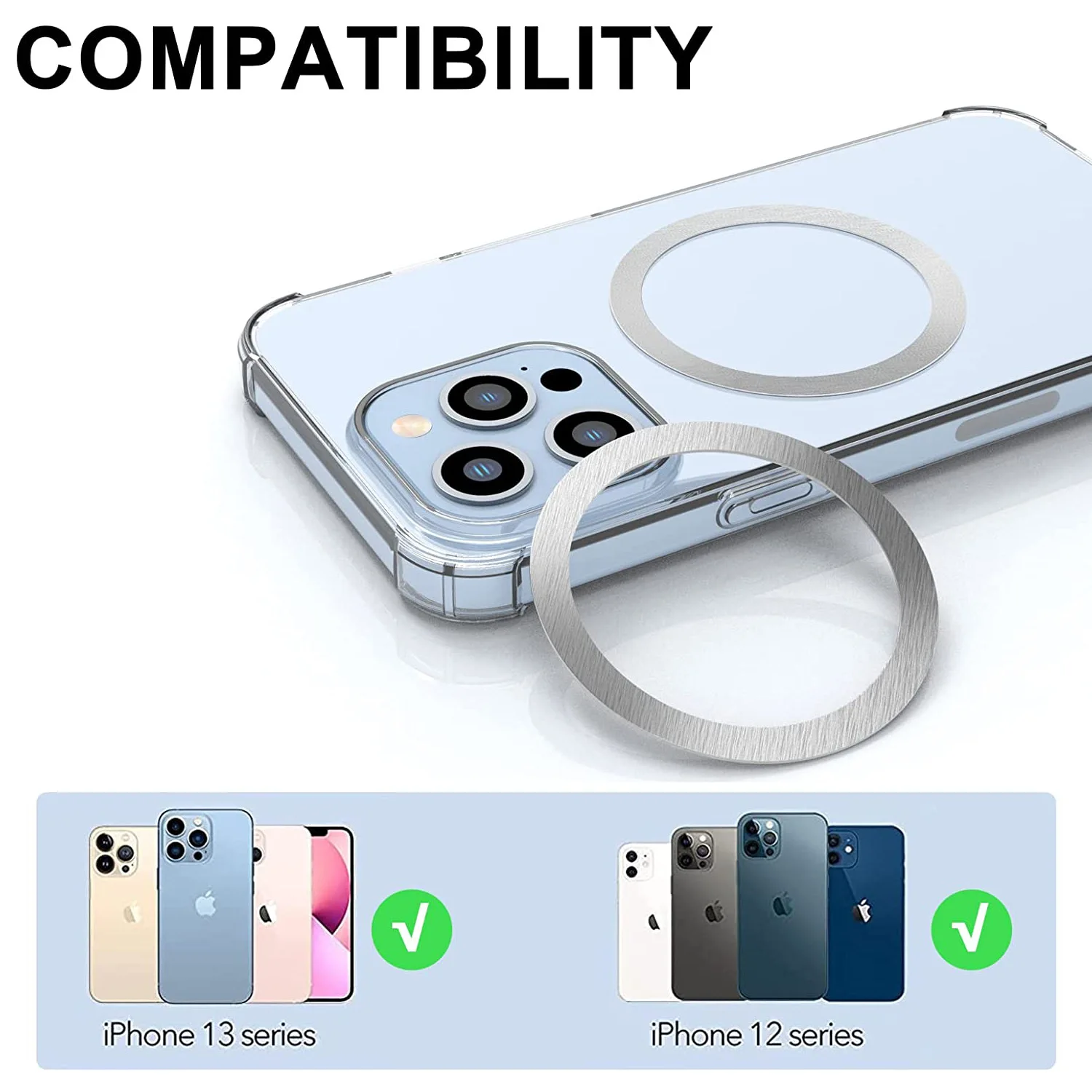 Magnetic Metal Ring Stickers for Enhanced Wireless Charging - 5 Pack