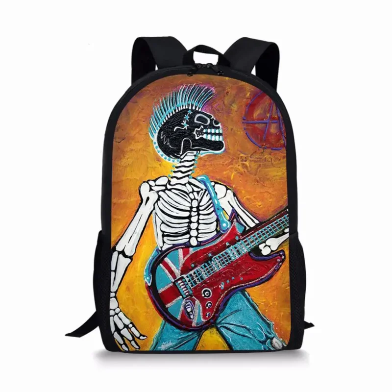 

Fashion Cool Punk Skull Print Backpack Teenager Boys Girls School Bag Laptop Bag Daily Casual Backpack Travel Storage Rucksacks