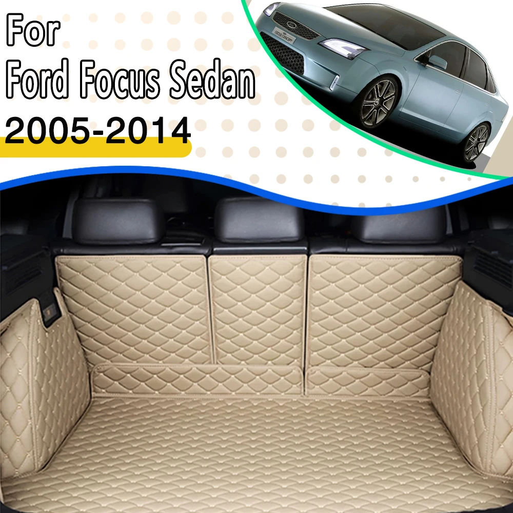 

Car Trunk Mat For Ford Focus Sedan C307 2005~2014 Waterproof Pad Accesorios Para Auto Leather Car Rear Trunk Mat Car Accessories