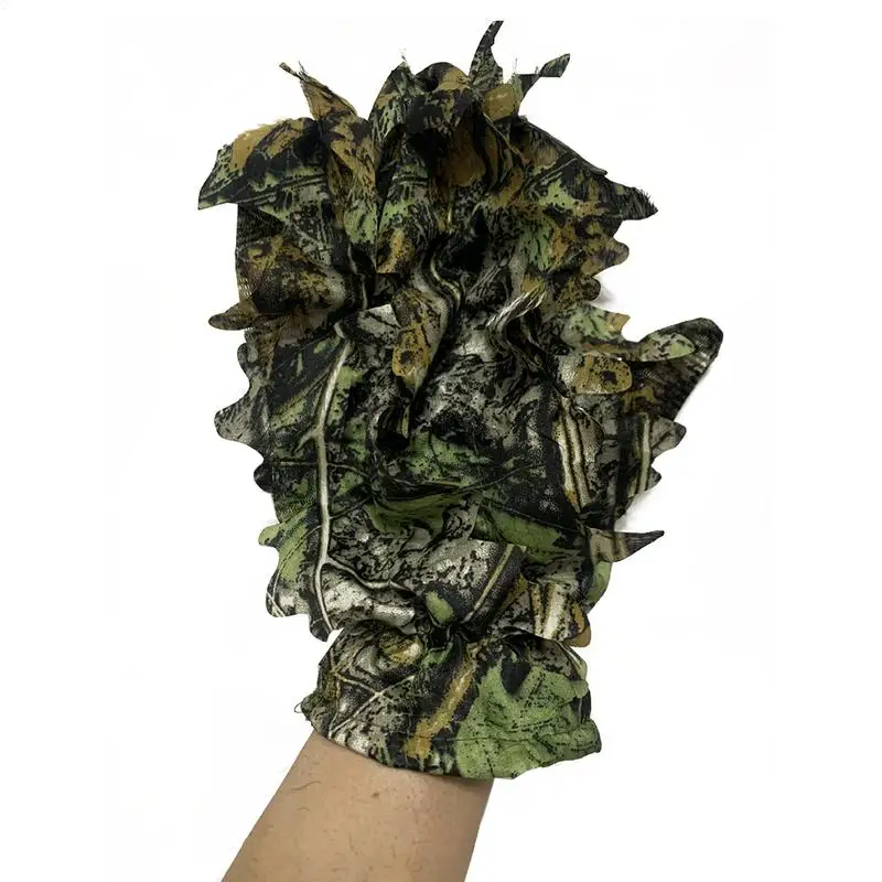 3D Camouflage Leaf Hunting Gloves Sneaky Comfortable Non-slip Durable 3D Gloves For Hunting Shooting Photography Leaf