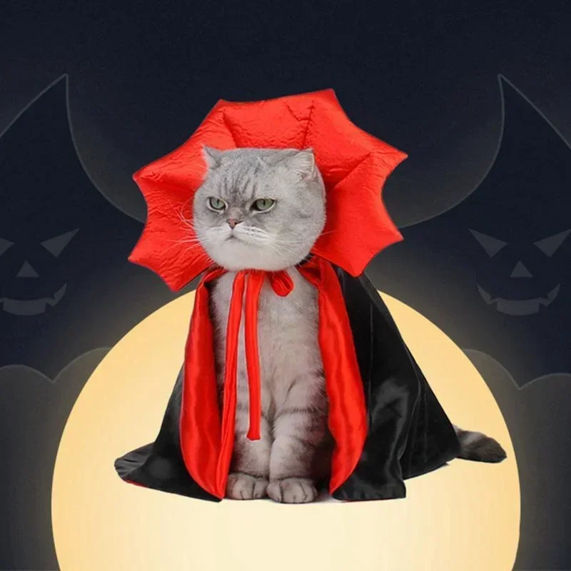 할로윈 애완 동물 광대 의상 검정 빨강 모자 귀여운 강아지 고양이 코스프레 의상 고양이 개 파티 드레스업 액세서리
