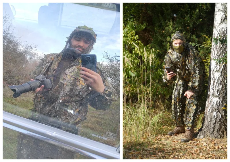 Ghillie Suit Hunting Outdoor CS Tactical Combat Clothes Set Adult 3D Leaves Bionic Camouflage Jacket Pants Glove ghillie suit