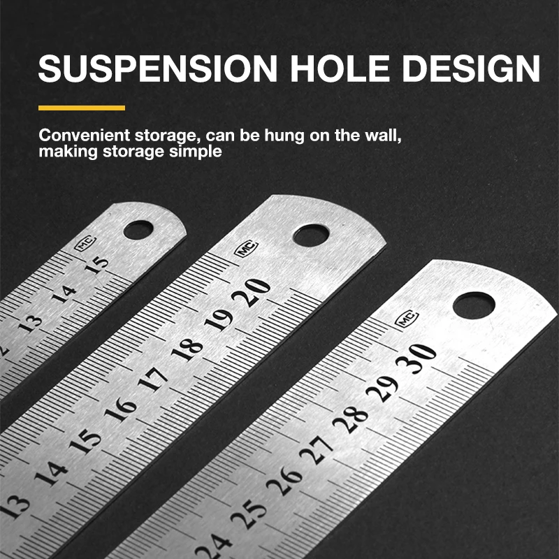 Stainless Steel Rule 15cm/20cm/30cm/50cm Double Side Scale Stainless Steel Straight Ruler Measuring Tool Household Measurement