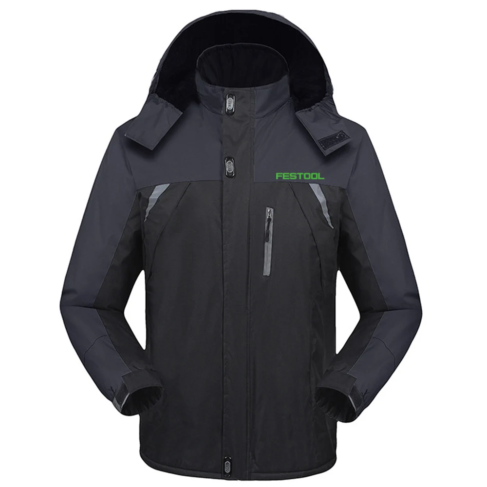 2023 New Men Festool Winter Fashion Thicken Windbreaker High Quality Zipper Jacket Casual Mountaineering Clothes Coat