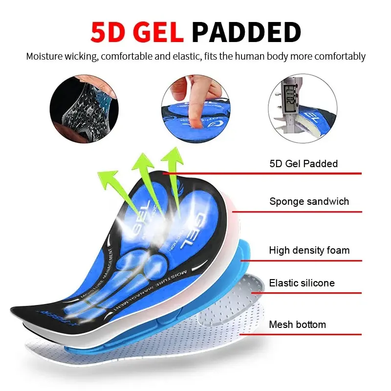 Cycling Shorts X-TIGER Cycling Underwear 5D Breathable Padded Gel Bike Shorts Men MTB Anti Slip Leg Grips Riding Cycling Shots Ciclismo