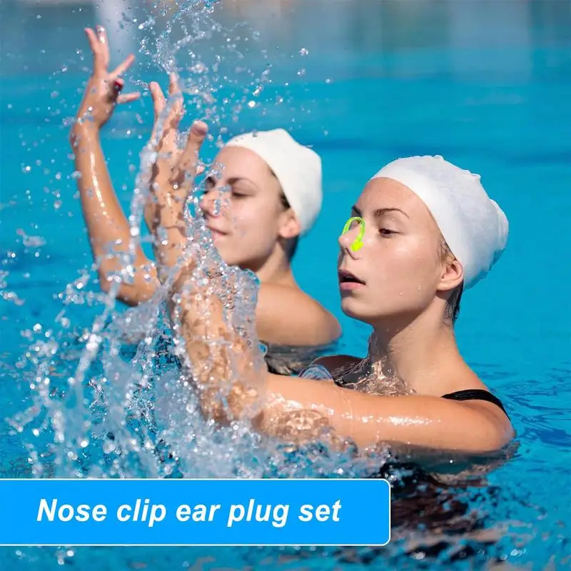 Silicone Ear Plugs Swimming Ear Plug Nose Clip Set Box Package Upgraded Reusable Waterproof Soft Swimming Earplugs Nose Clip