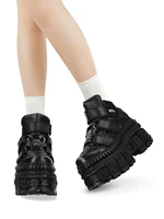 Gothic Black Platform Shoes Rock Metal Daddy Shoes Men's and Women's Punk Small Leather Shoes Muffin Bottom Heightened Single Sh - Image 5