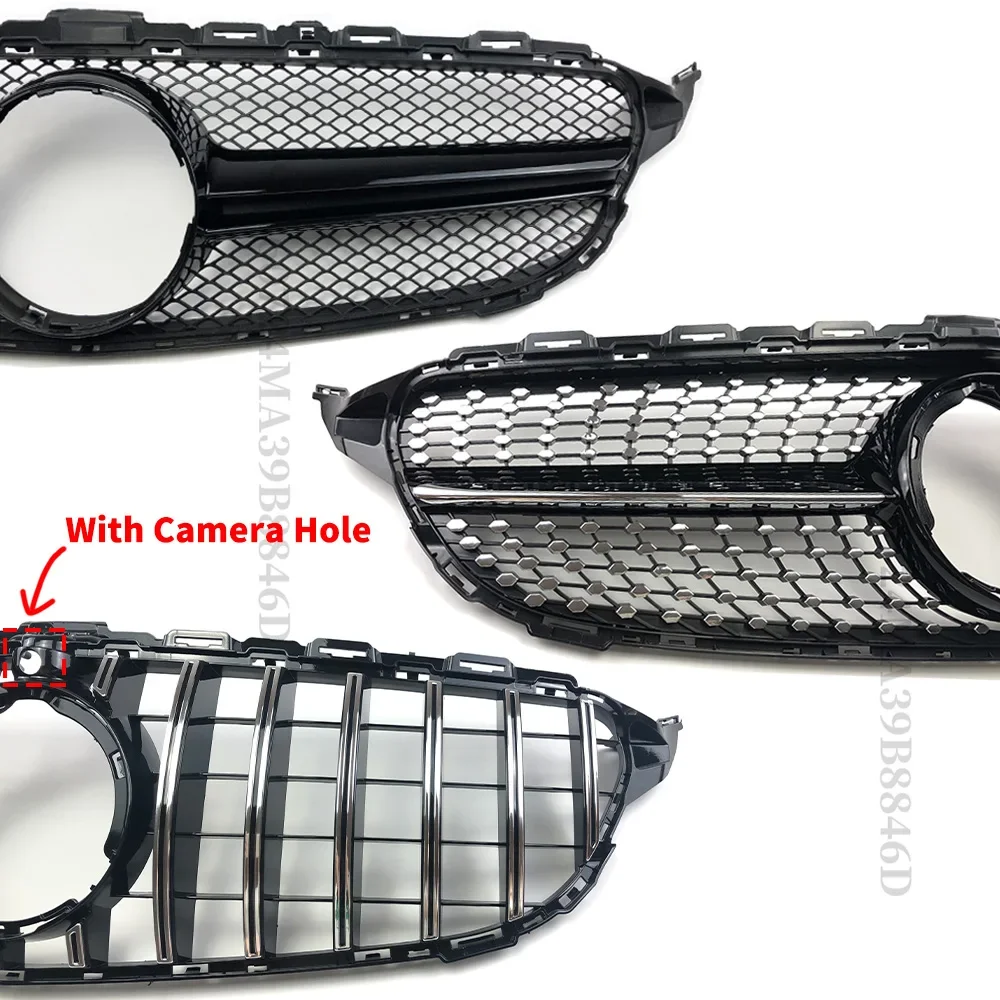 메르세데스 C-클래스 W205 S205 C205 2014-2021 GT 다이아몬드 메쉬 프론트 범퍼 그릴 AMG 스타일 맞춤형 자동차 외부 액세서리