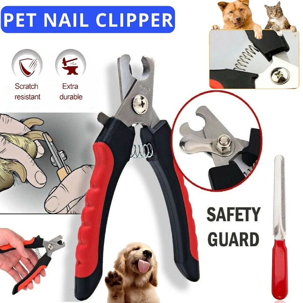 Professional Pet Nail Clippers Heavy Duty Stainless Steel Sharp Blade Safe Hook Grooming Tool Dogs Cats Rabbits Small Animals