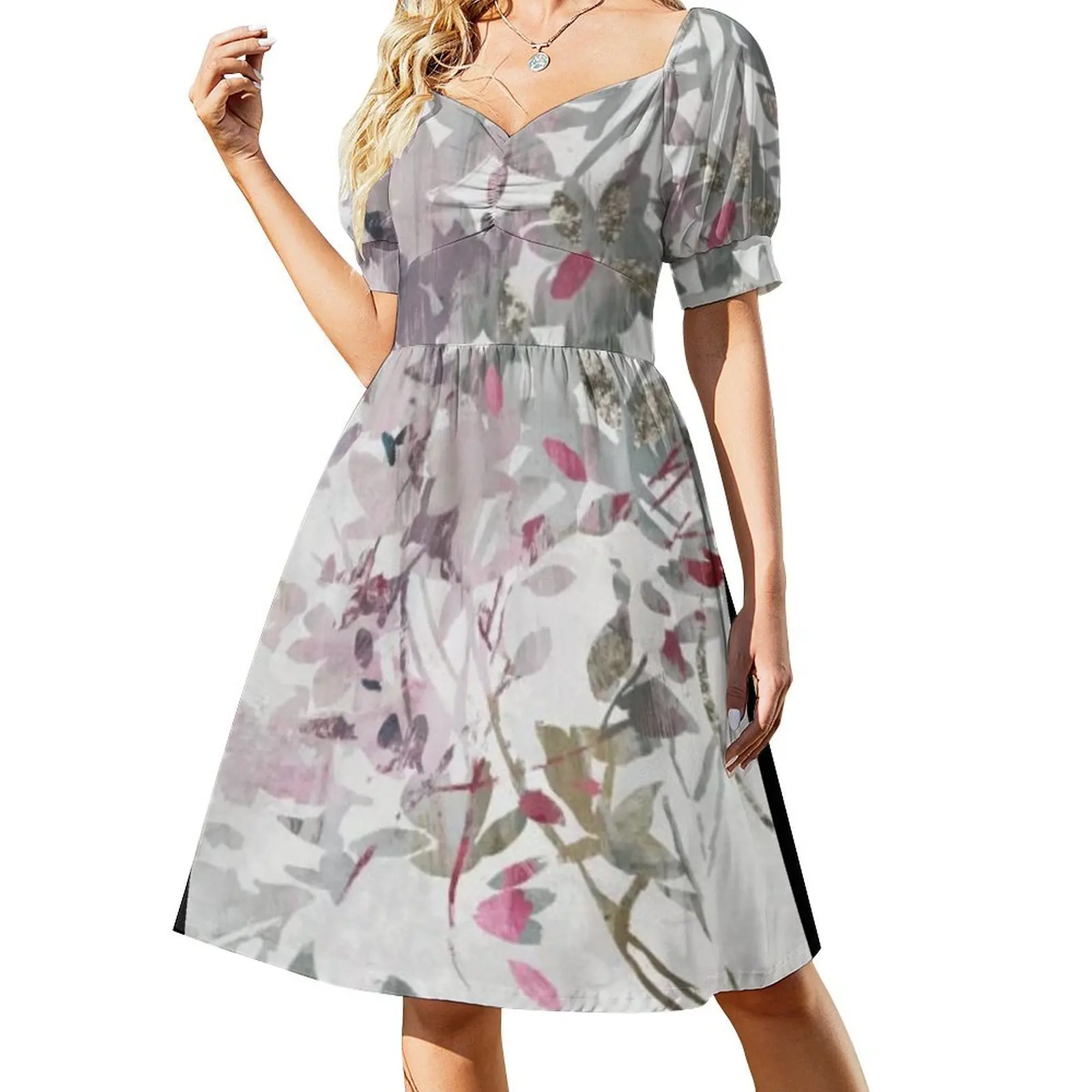 

Hydrangea Leaf Sleeveless Dress womans clothing Long veiled dresses