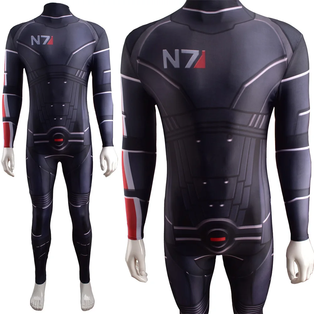 Mass Effect 3 Sci-Fi Military Armor Printed Spandex Bodysuit for Adults