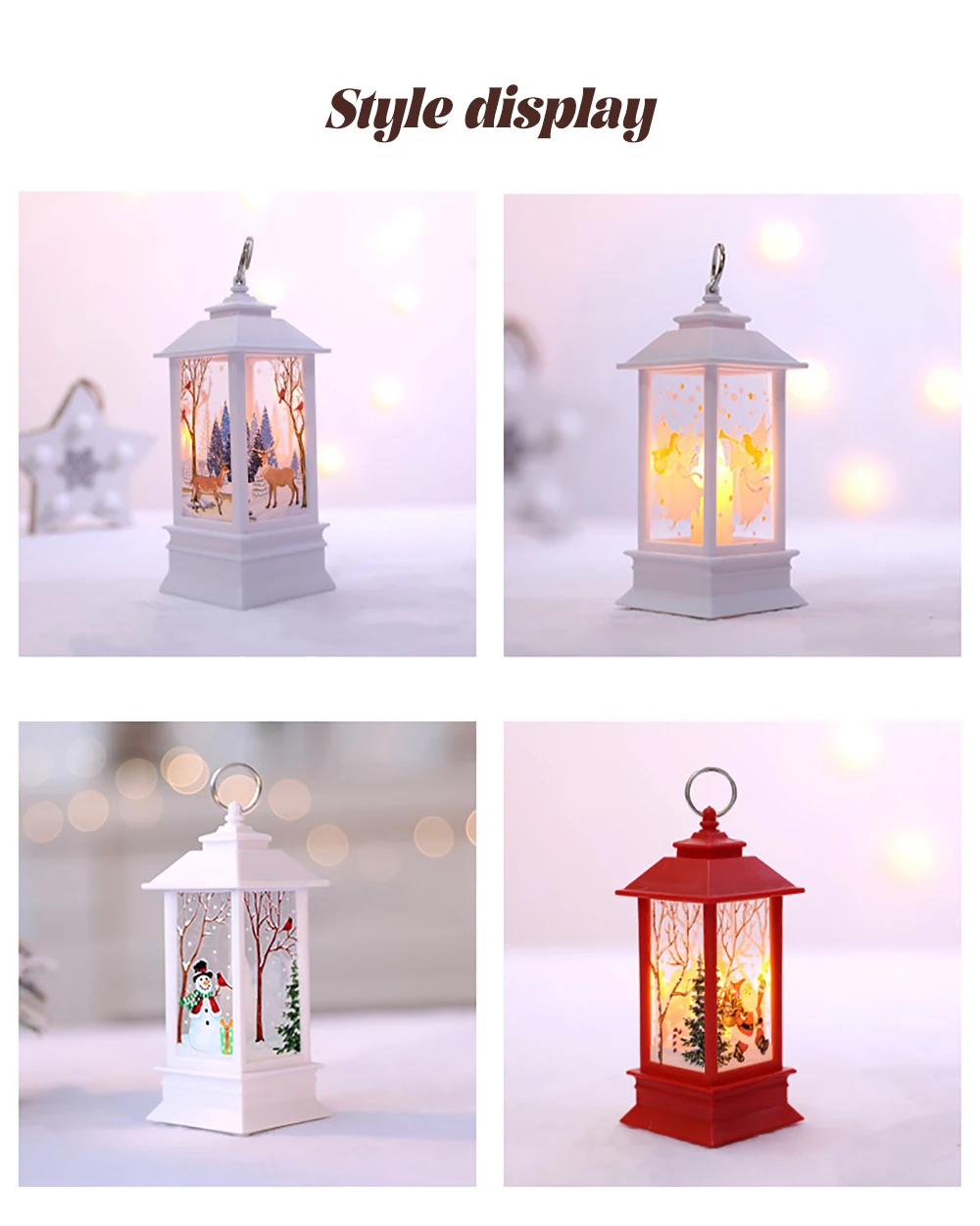 Description Picture 6 of itemChristmas Lantern Old Man Snowman Elk Retro Hanging Candle Holder Christmas Tree Decoration Christmas Gift Home Decoration