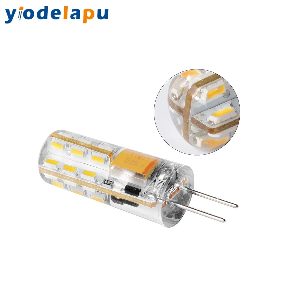 미니 G4 LED 램프, 샹들리에 스포트라이트용 30W 할로겐 교체 촛불 조명, 2W 전구, AC DC 12V, 10 개