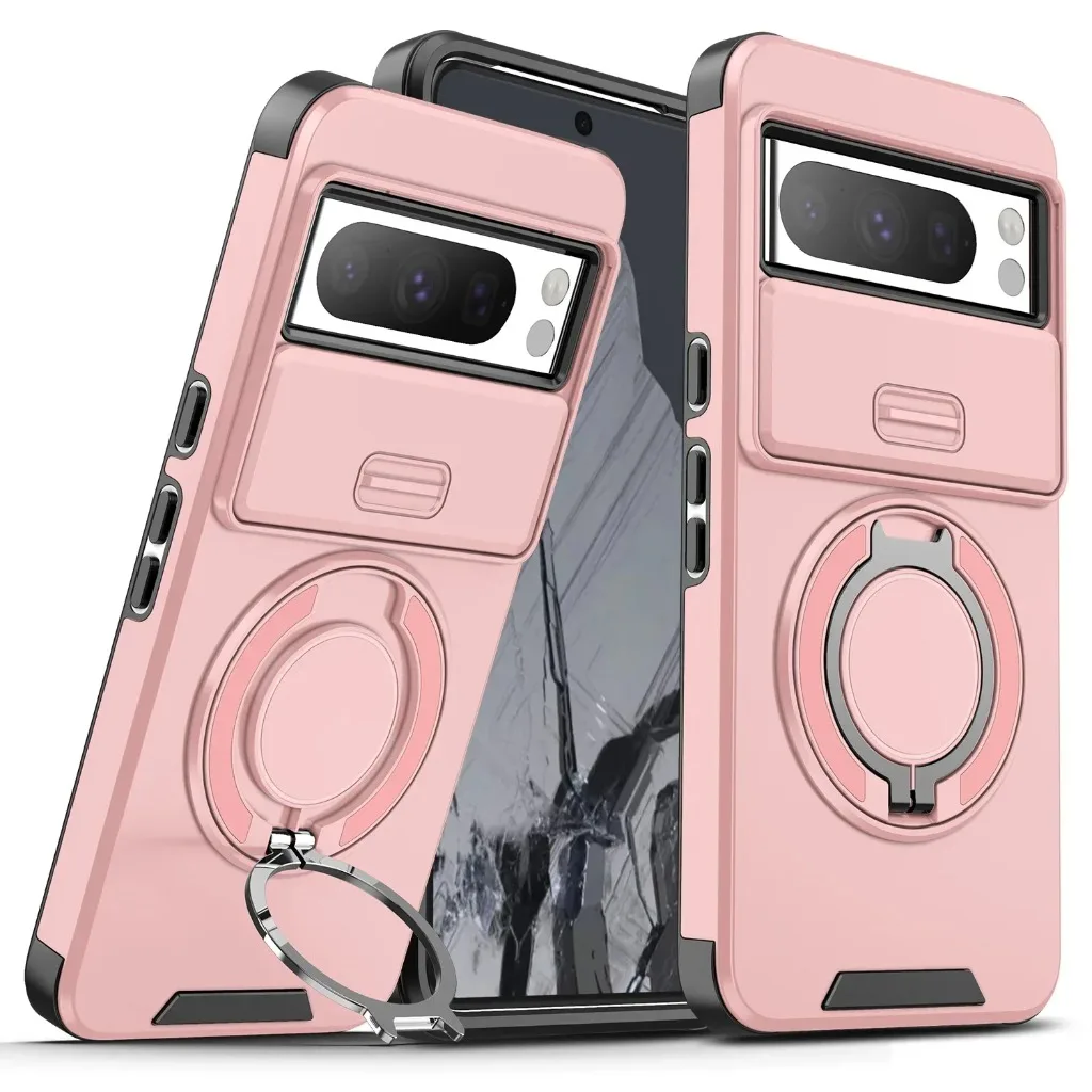 Rugged Shockproof Armor Phone Case with Magnetic Ring Holder and Kickstand
