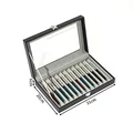 Single-tier 12-slot gray steel pen case