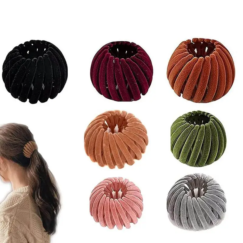 Birds Nest Shape Hair Clip Velvet Elastic Roll Set Hair Claw Ponytail