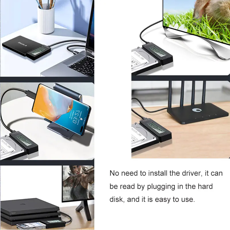 KEBIDUMEI USB to SATA 어댑터 디지털 디스플레이 컨버터 USB 3.2 3.0 to SATAIII 케이블 (2.5/3.5인치 SSD HDD 하드 드라이브 어댑터용)